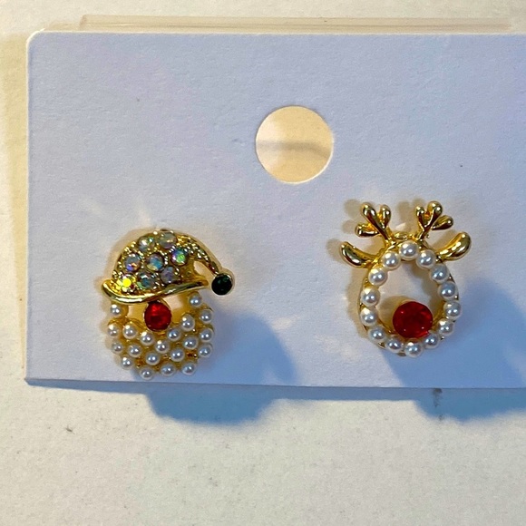 Christmas Santa & Reindeer Earrings NWT - Picture 1 of 2